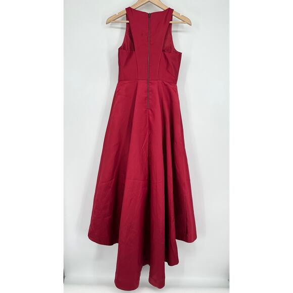 Adrianna Papell High Low Mikado Gown Ruffle Sleeveless Midi Maxi Satin Dress - Picture 7 of 12
